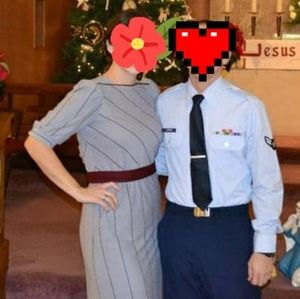 Vintage Maroon and Blue/Grey Dress